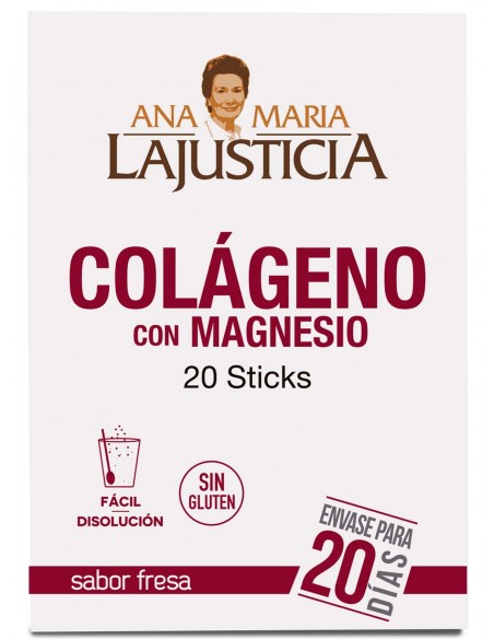 Colágeno con Magnesio Polvo Ana Maria Lajusticia 20 Sticks sabor Fresa