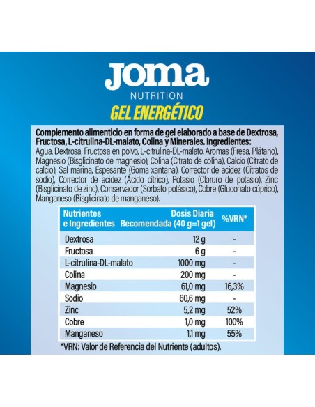 Gel Energético para deportistas 40g Joma Gel Energético para deportistas 40g Joma